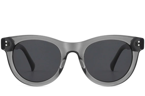 Gafas de sol redondas de acetato gris #BS2607-0584