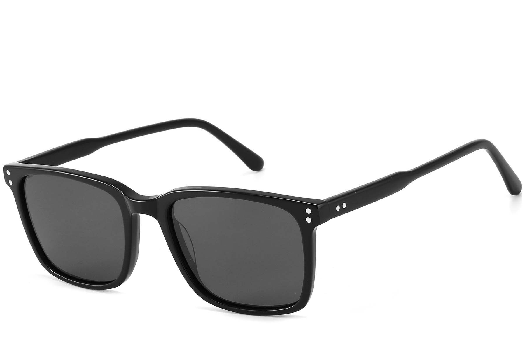 Rectangular Black Acetate Sunglasses #BS2607-0598