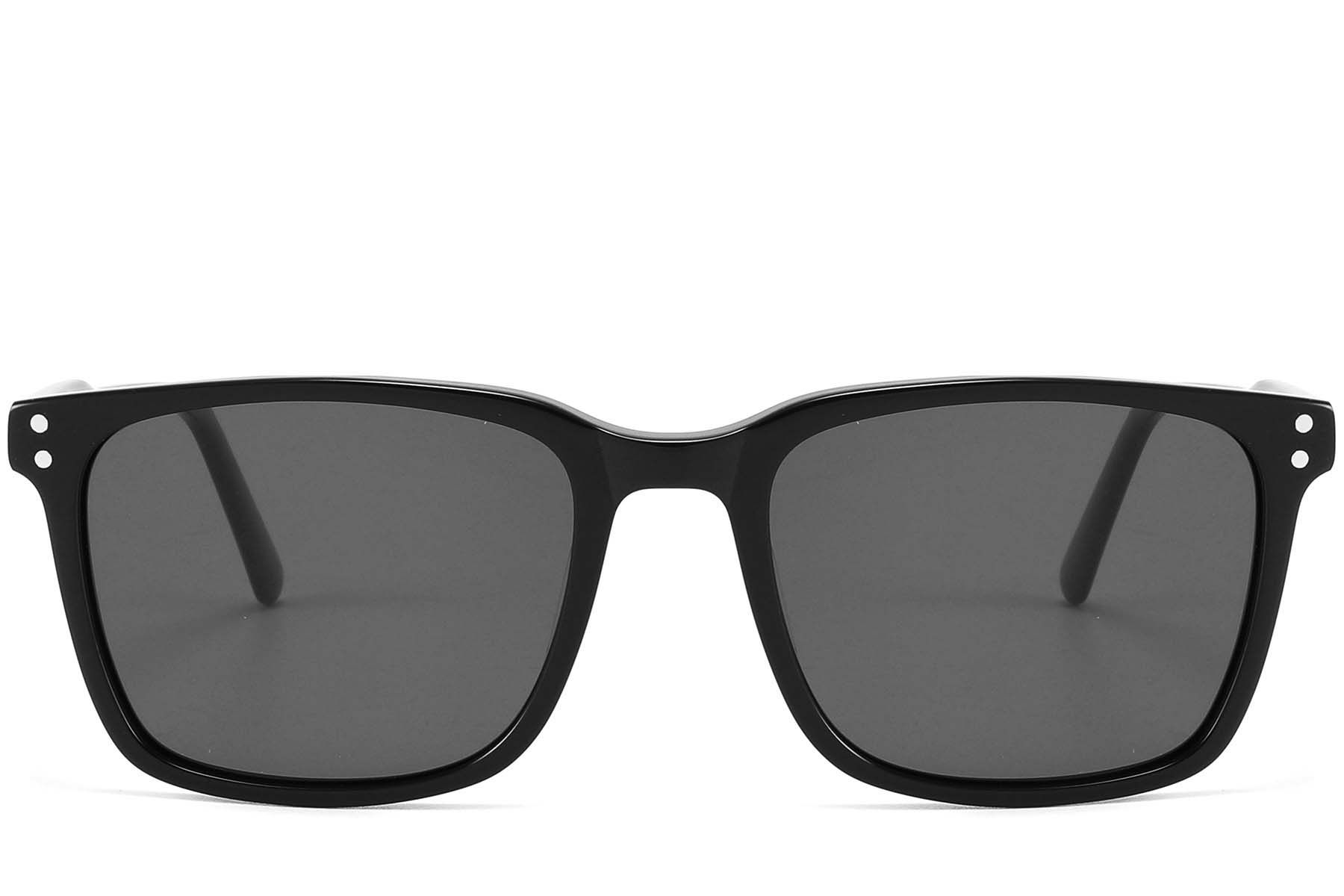 Rectangular Black Acetate Sunglasses #BS2607-0598