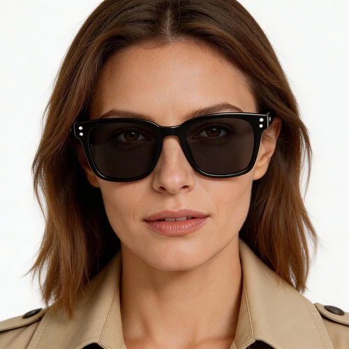 Gafas de sol rectangulares de acetato negro #BS2607-0598