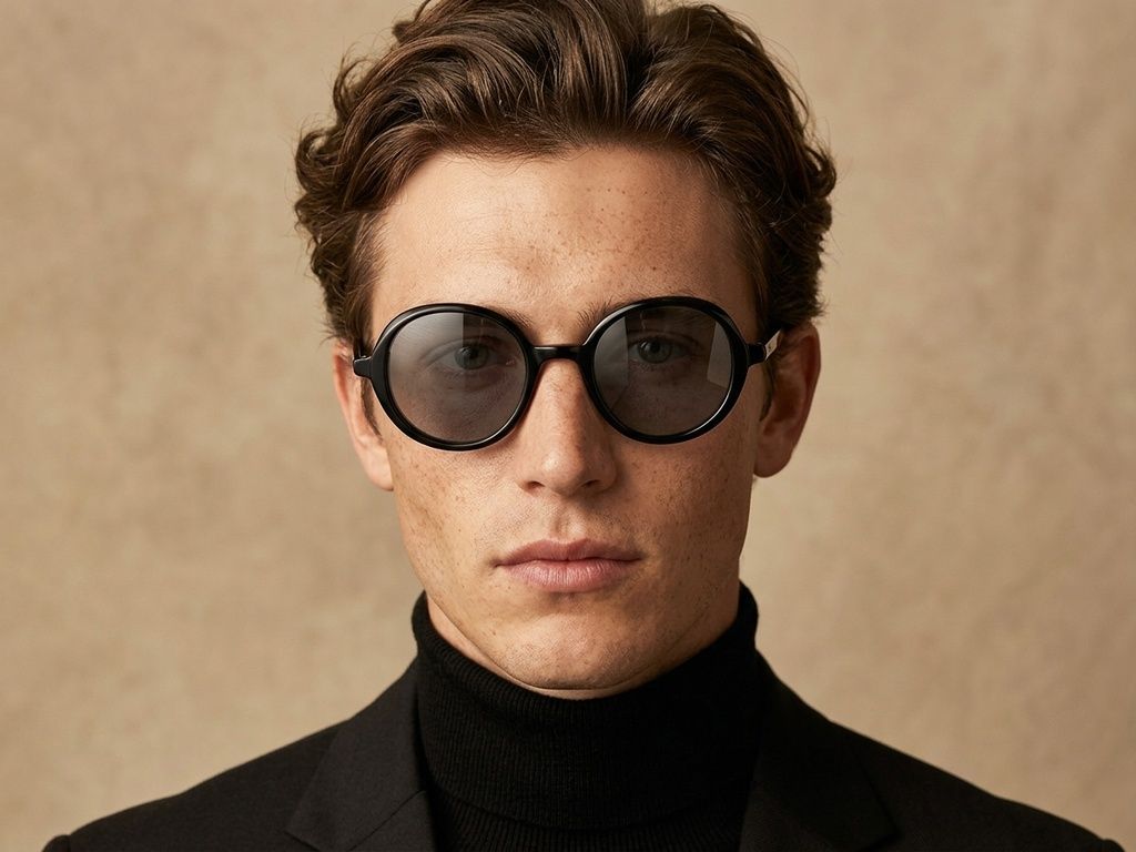 Round Black Acetate Sunglasses #BS2607-0601