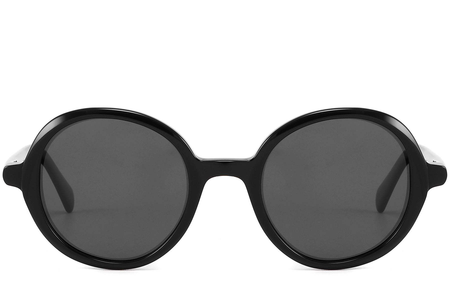 Round Black Acetate Sunglasses #BS2607-0601