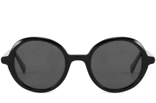 Lunettes de soleil rondes en acétate noir #BS2607-0601