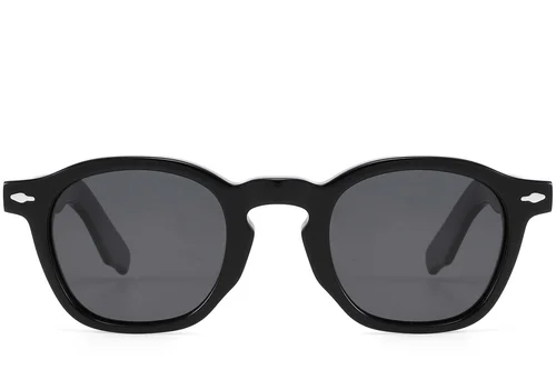 Lunettes de soleil rectangulaires en acétate noir #BS2607-0606