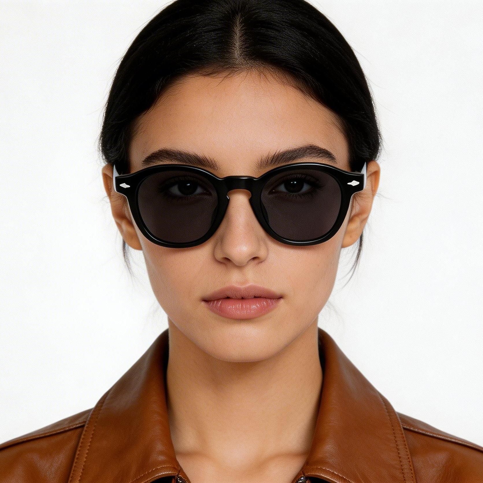 Rectangular Black Acetate Sunglasses #BS2607-0606