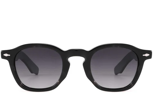 Lunettes de soleil rectangulaires en acétate noir #BS2607-0607