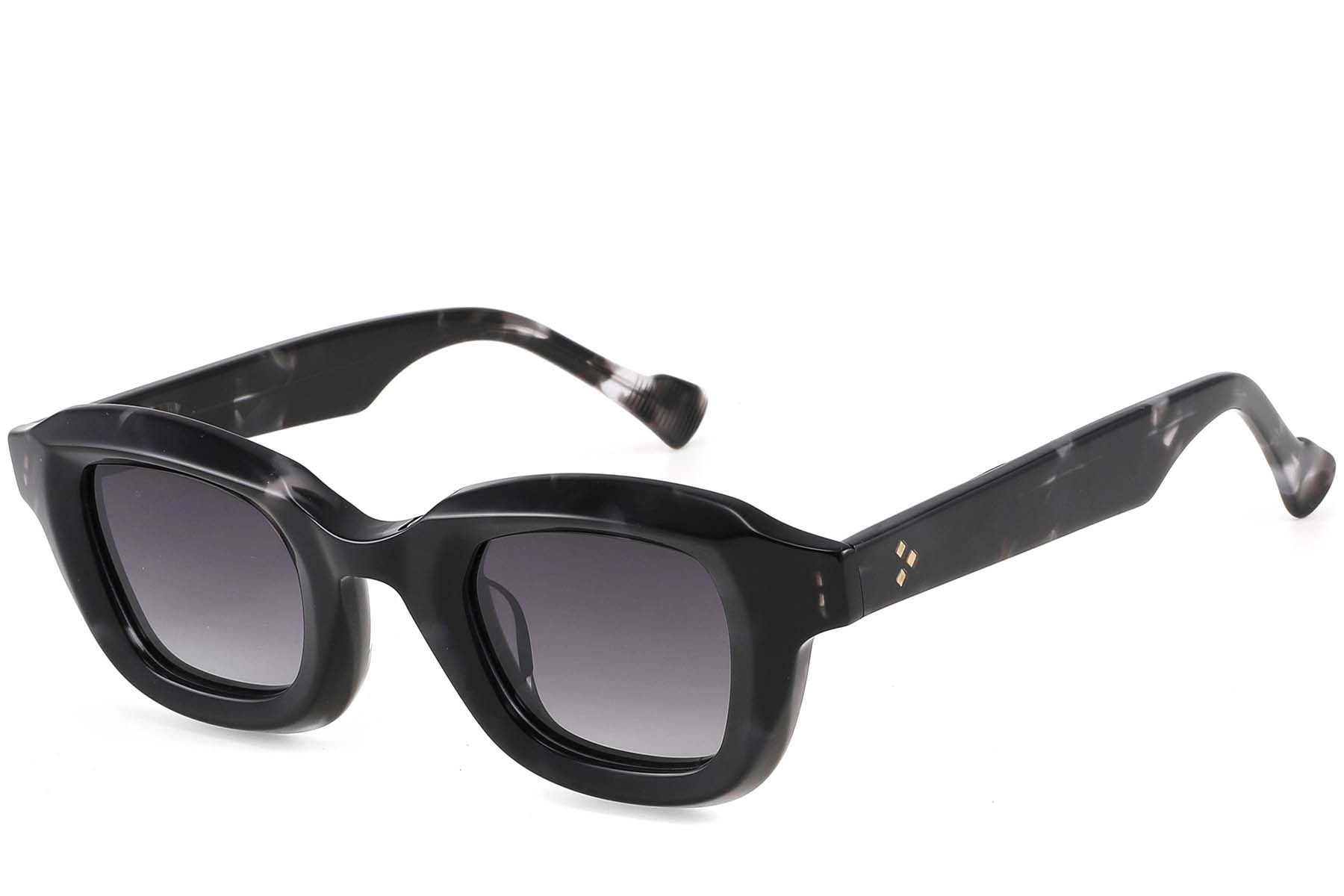 Rectangular Black Acetate Sunglasses #BS2607-0612