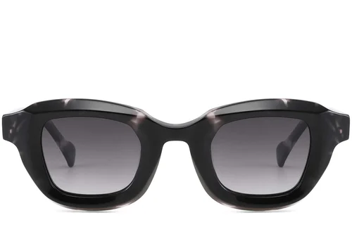 Lunettes de soleil rectangulaires en acétate noir #BS2607-0612