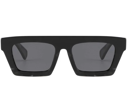Gafas de sol rectangulares de acetato negro #BS2607-0616