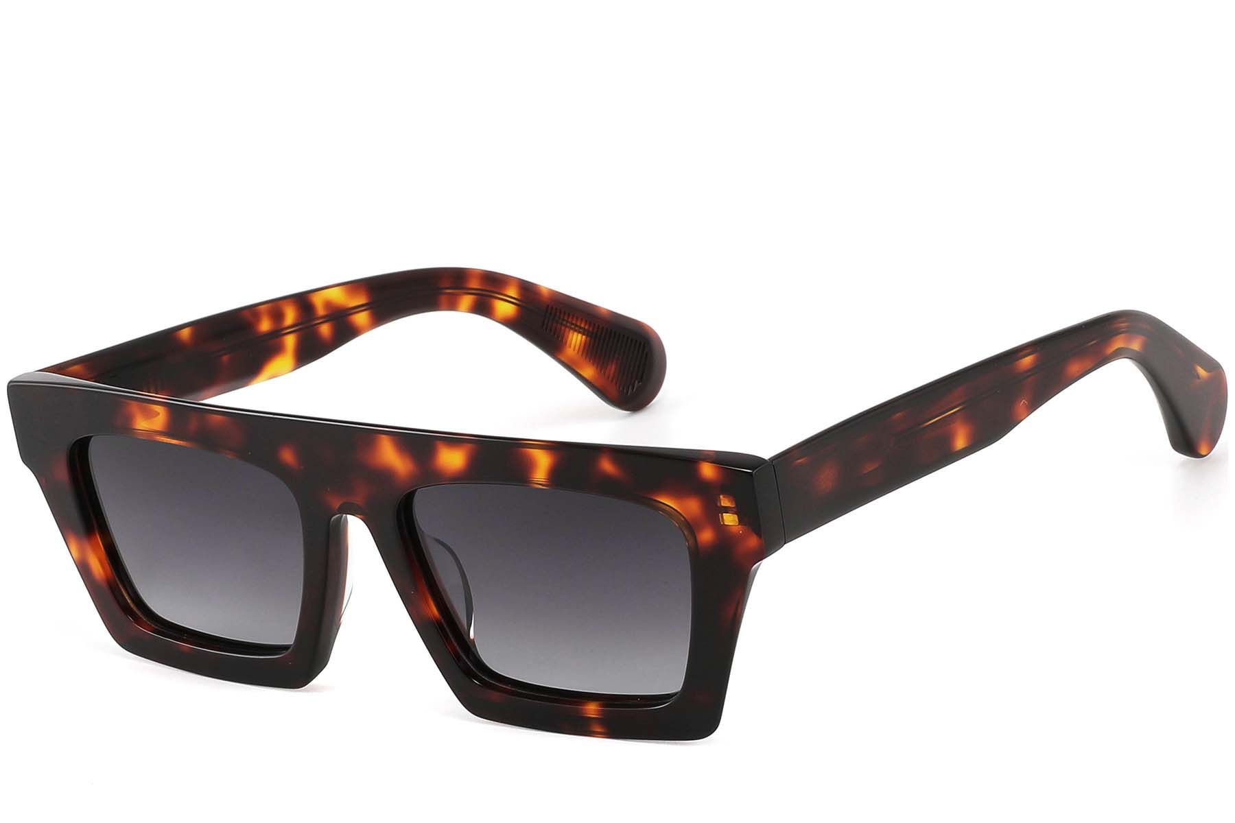 Rectangular Tortoiseshell Acetate Sunglasses #BS2607-0617