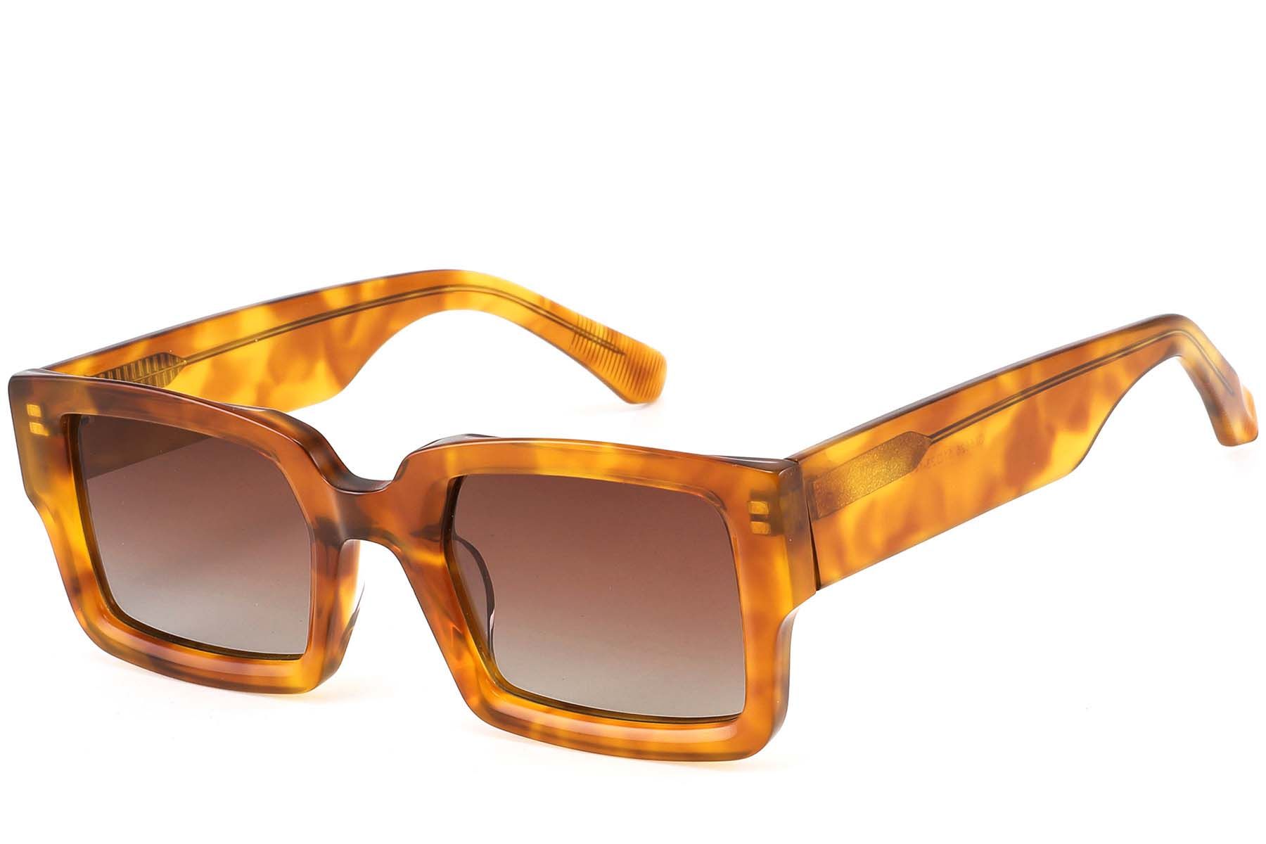 Rectangular Tortoiseshell Acetate Sunglasses #BS2607-0618