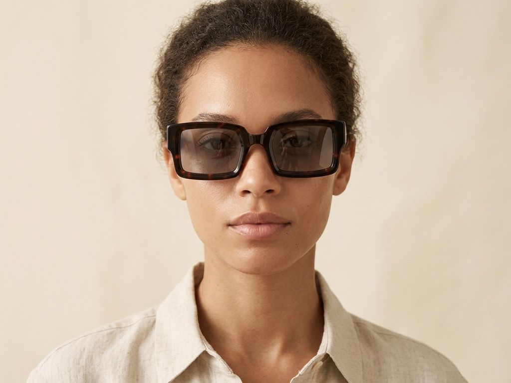 Rectangular Tortoiseshell Acetate Sunglasses #BS2607-0620