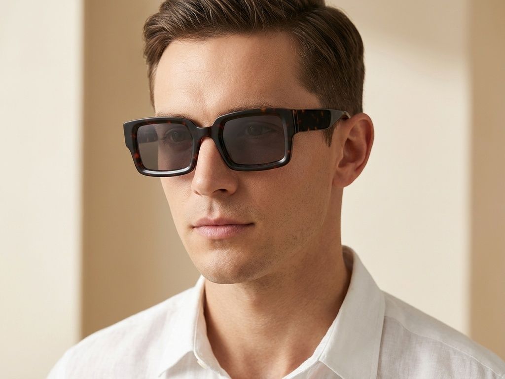 Rectangular Tortoiseshell Acetate Sunglasses #BS2607-0620