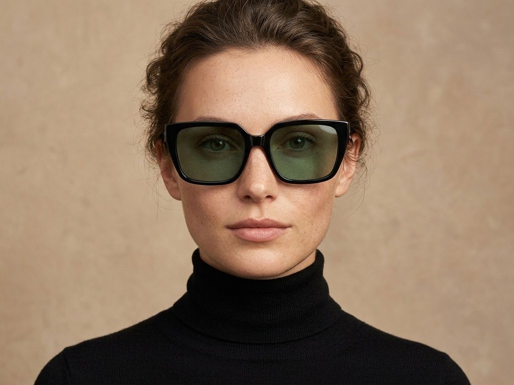 Rectangular Black Acetate Sunglasses #BS2607-0623