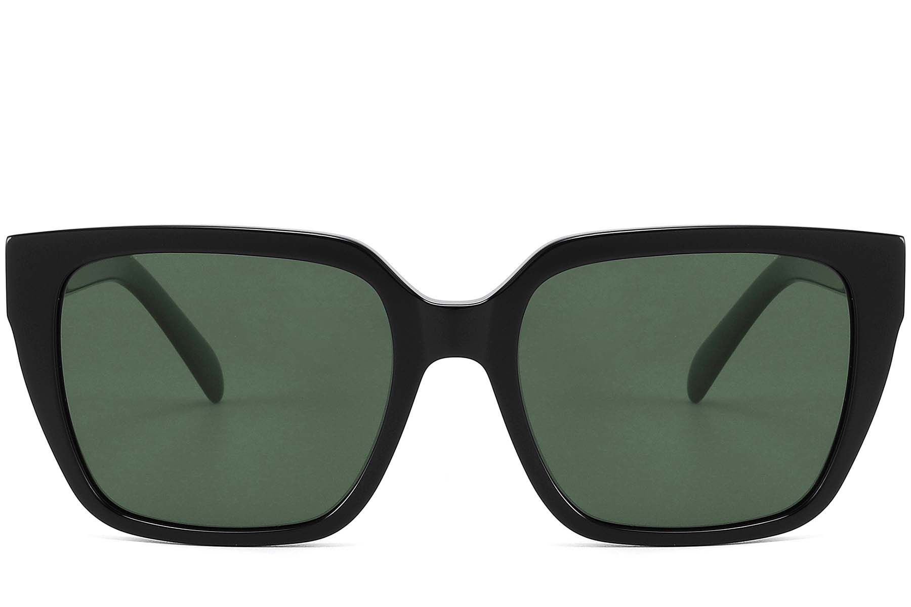 Rectangular Black Acetate Sunglasses #BS2607-0623