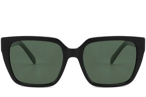 Lunettes de soleil rectangulaires en acétate noir #BS2607-0623