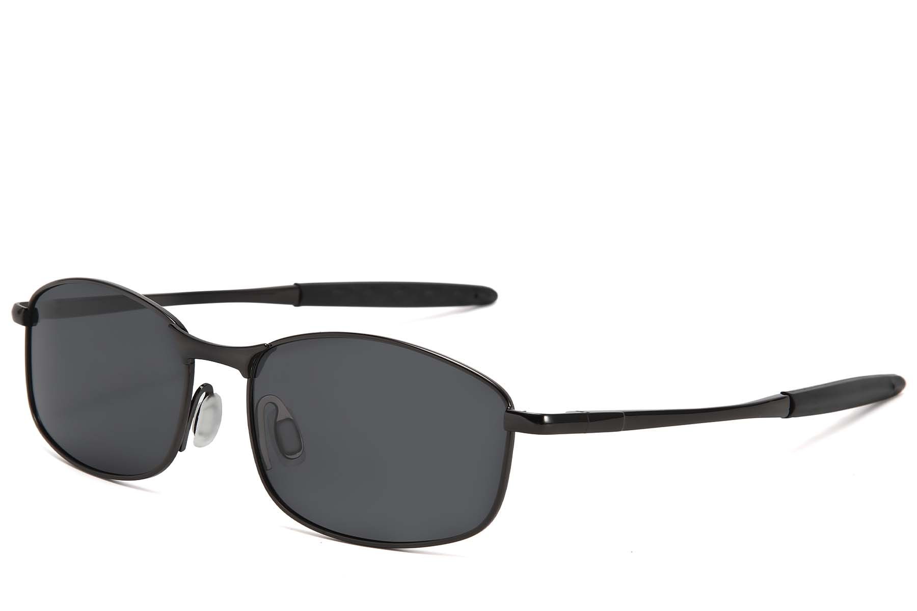 Oval Black Metal Polarized Sunglasses #BS2607-0624