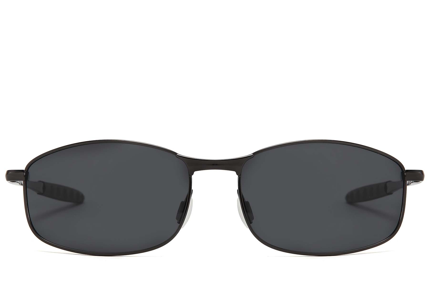 Oval Black Metal Polarized Sunglasses #BS2607-0624