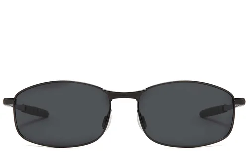 Lunettes de soleil ovales polarisées en métal noir #BS2607-0624