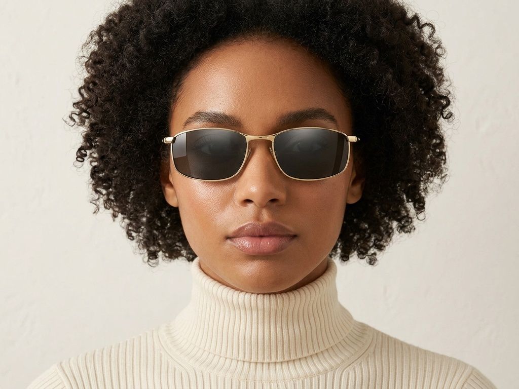 Oval Golden Metal Polarized Sunglasses #BS2607-0627