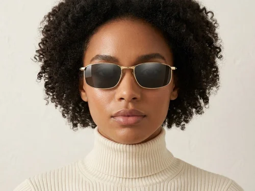 Lunettes de soleil ovales polarisées en métal doré #BS2607-0627