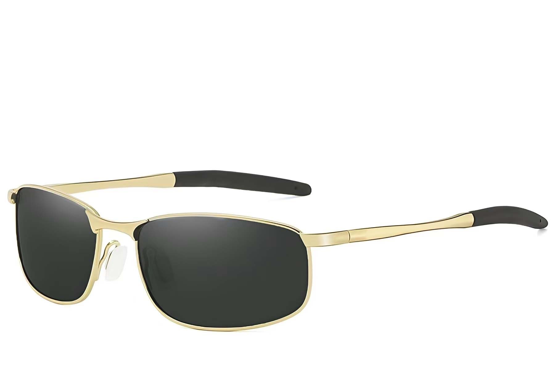 Ovale, goldfarbene, polarisierte Sonnenbrille aus Metall #BS2607-0627