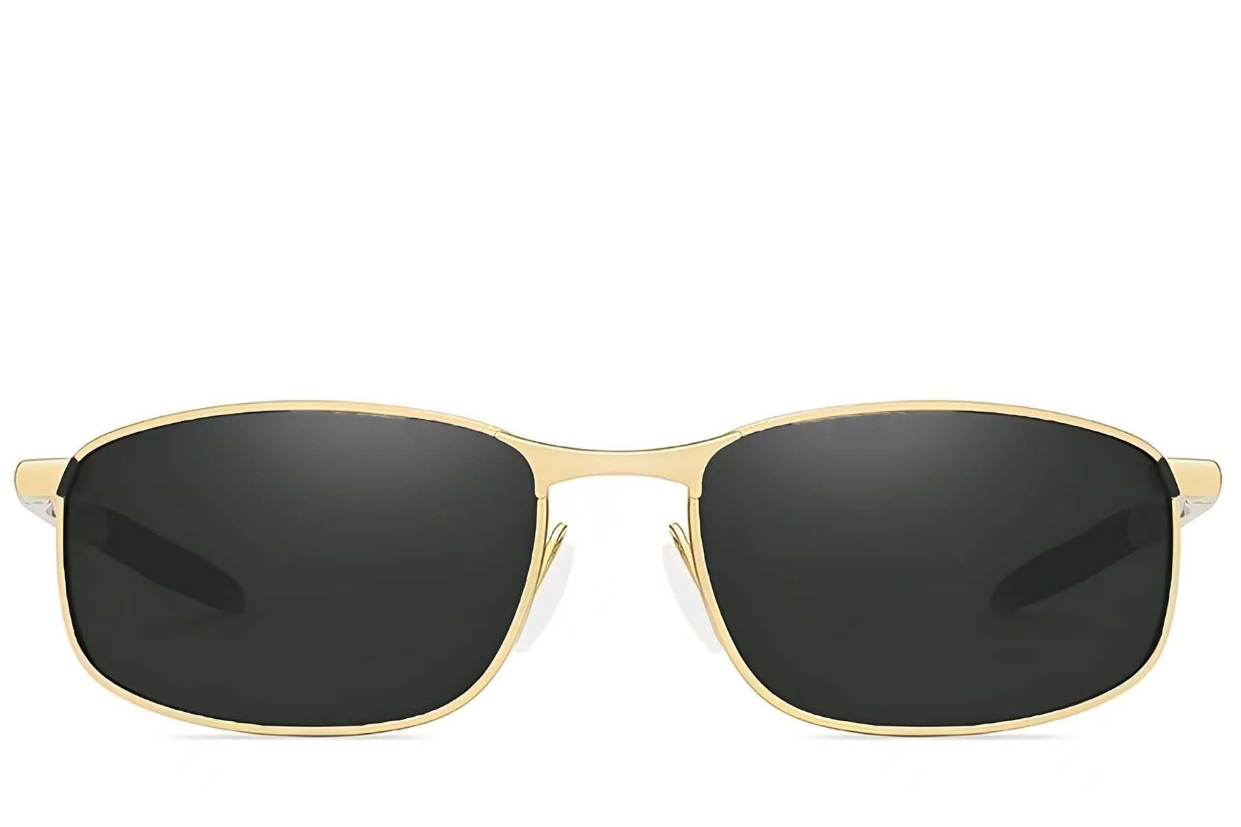Ovale, goldfarbene, polarisierte Sonnenbrille aus Metall #BS2607-0627