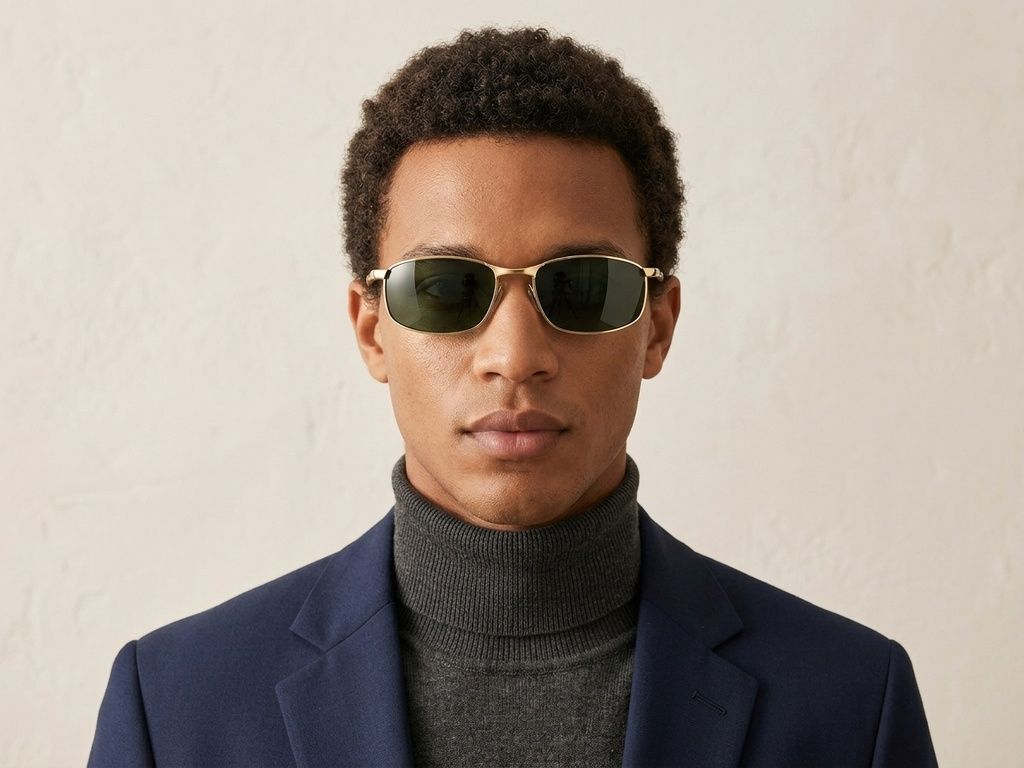 Oval Golden Metal Polarized Sunglasses #BS2607-0628