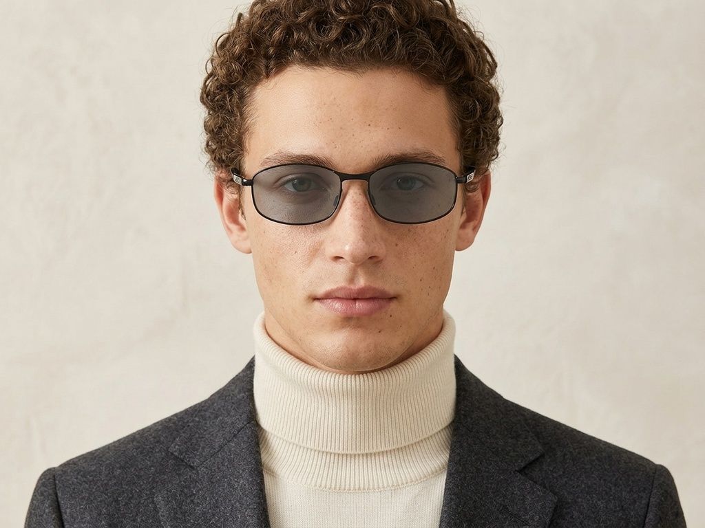 Oval Black Metal Polarized Photochromic Glasses #BS2607-0629