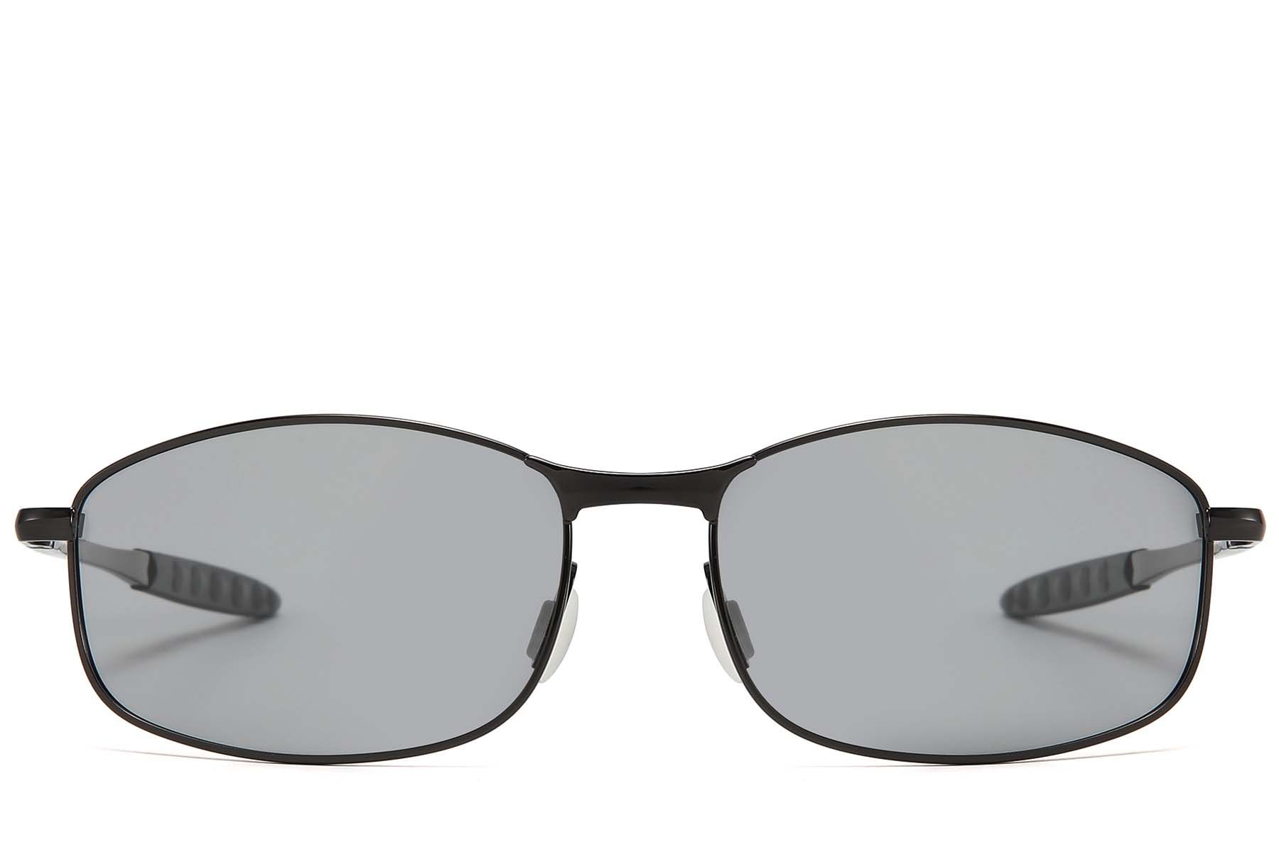 Lunettes photochromiques polarisées ovales en métal noir #BS2607-0629