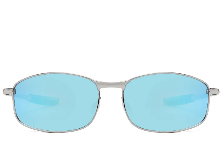 Oval Silver Metal Polarized Sunglasses #BS2607-0630
