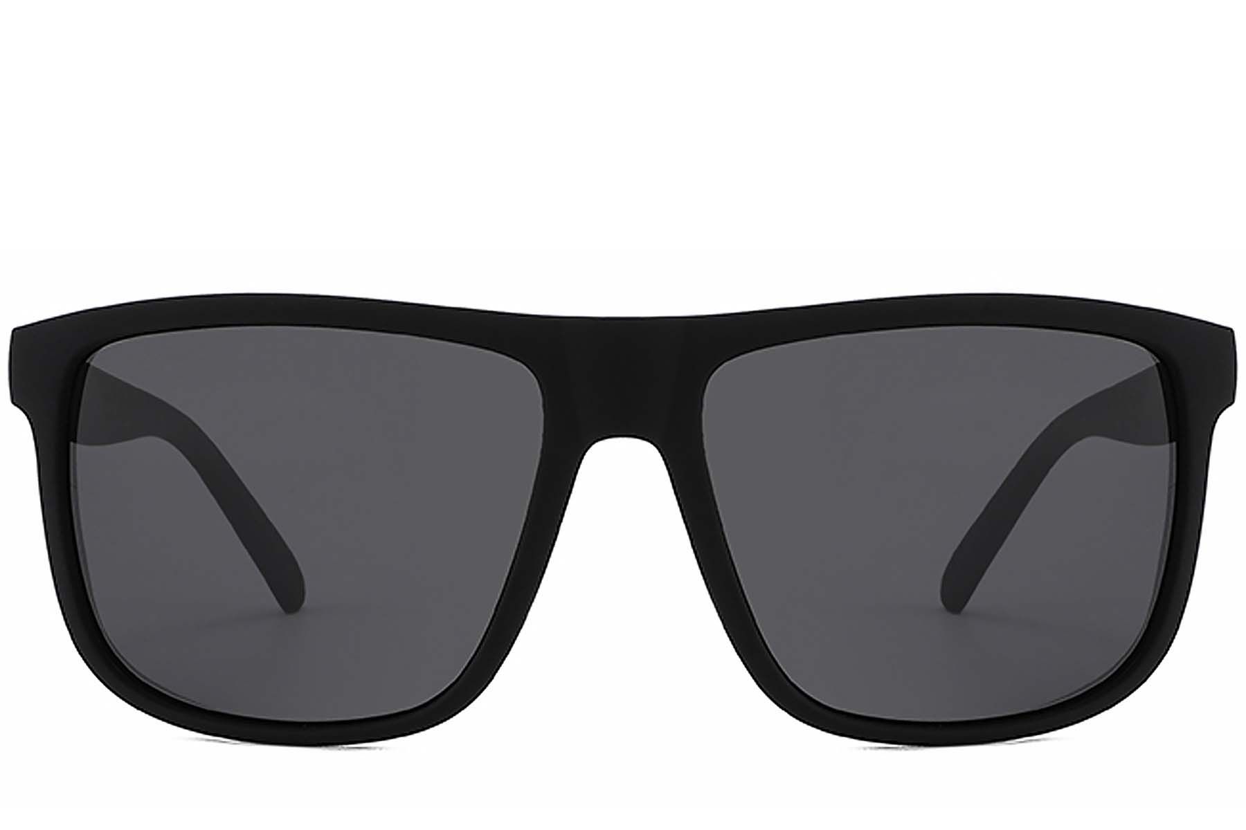 Rectangular Black Plastic Polarized Sunglasses #BS2607-0632