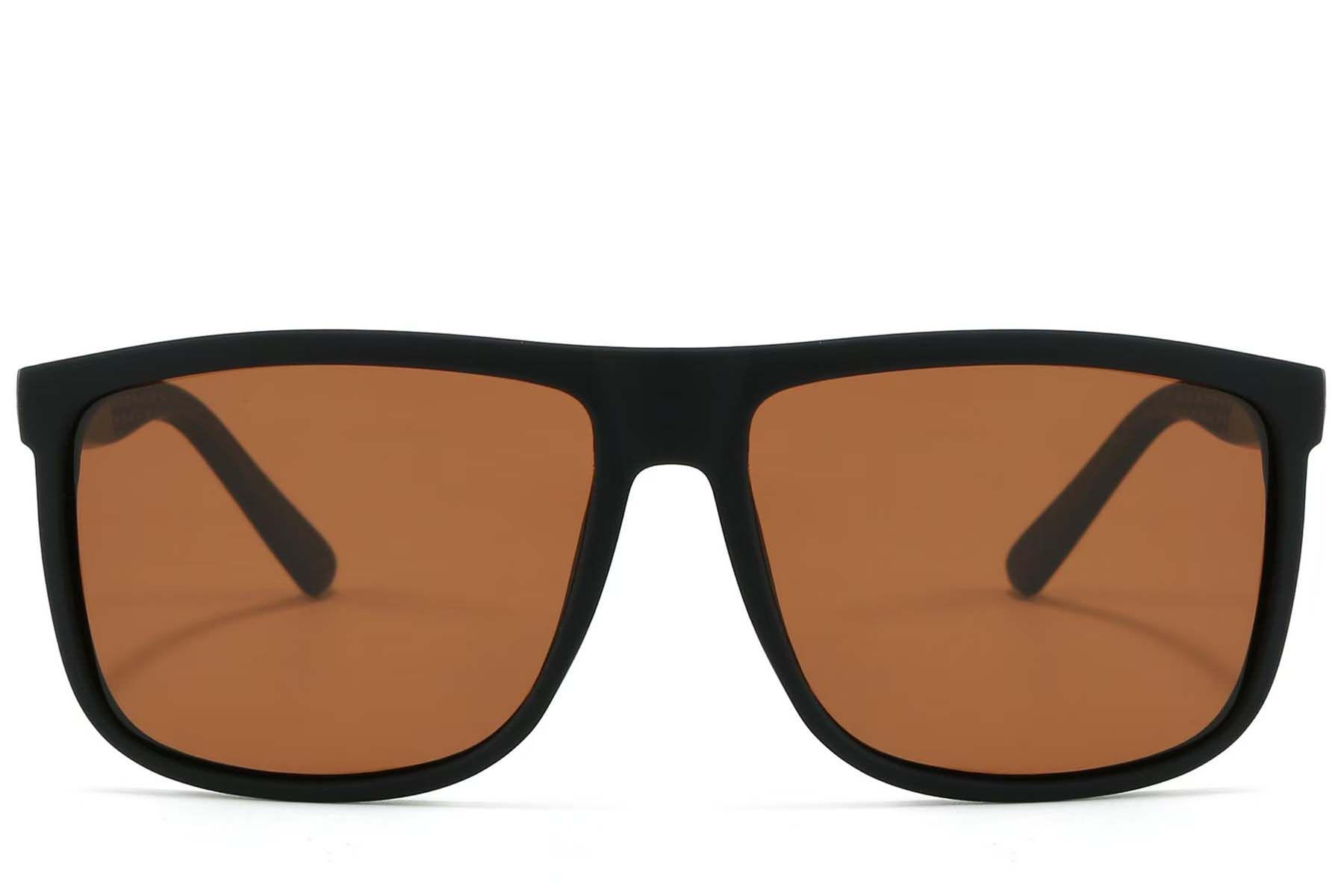 Rectangular Black Plastic Polarized Sunglasses #BS2607-0633
