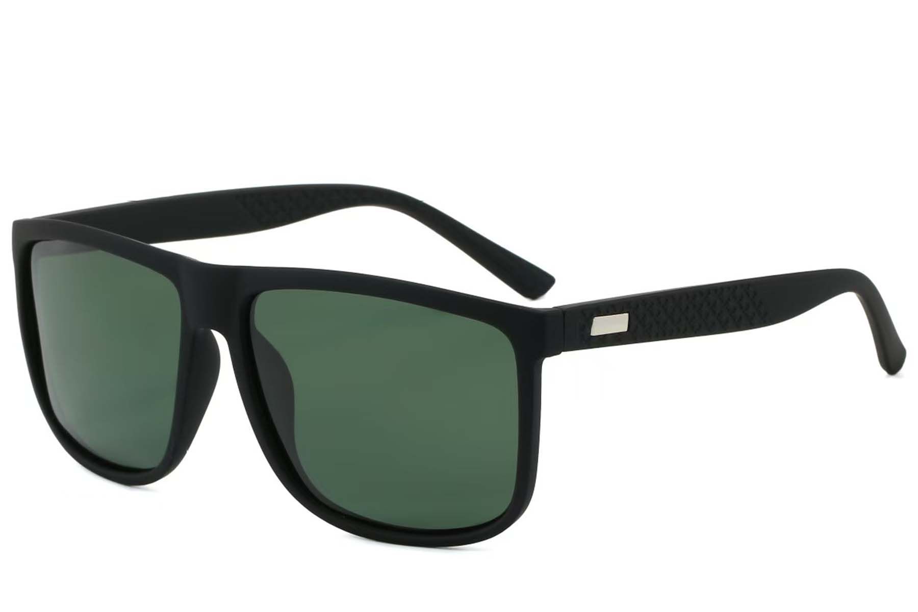 Rectangular Black Plastic Polarized Sunglasses #BS2607-0634