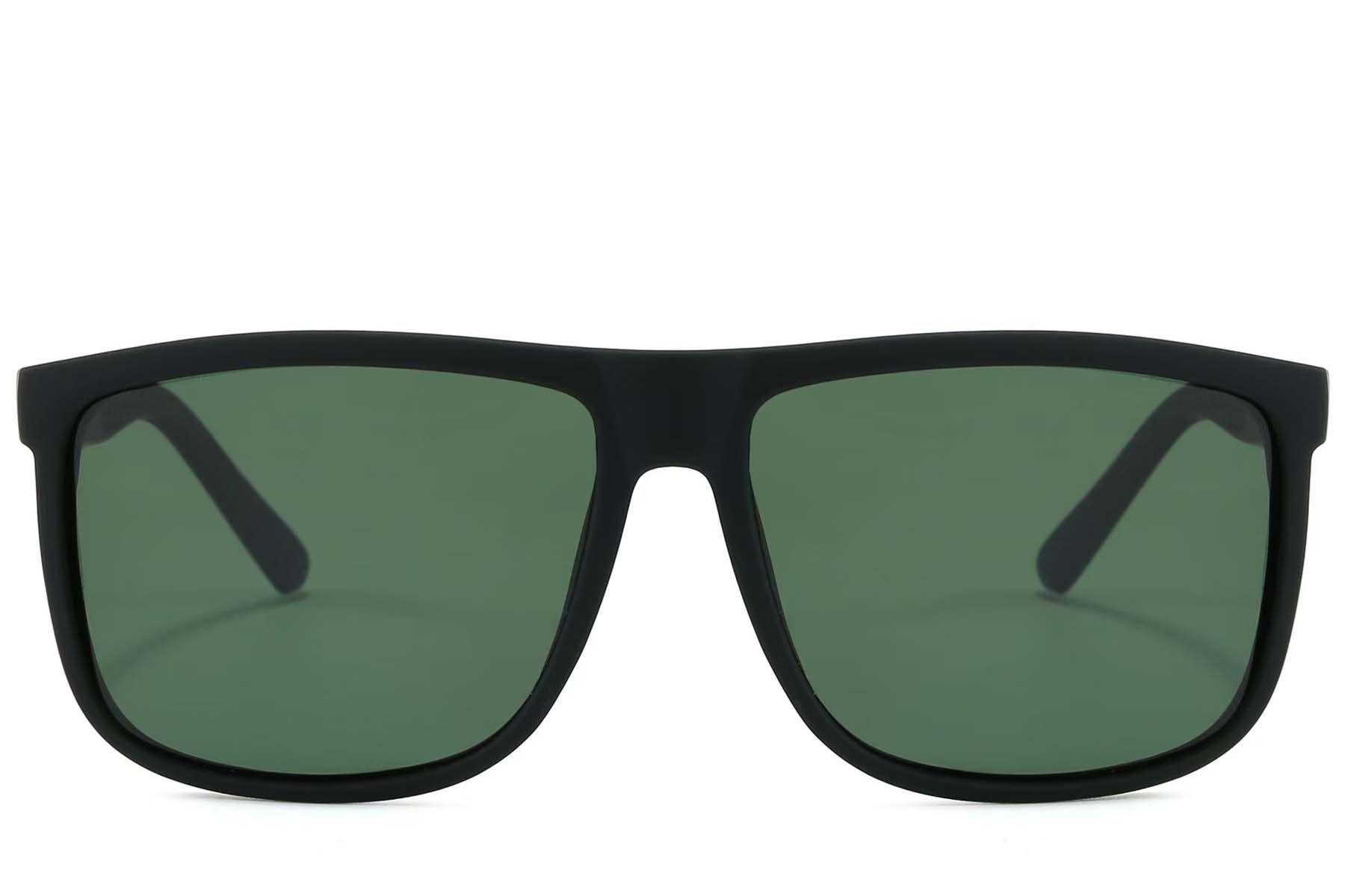 Rectangular Black Plastic Polarized Sunglasses #BS2607-0634