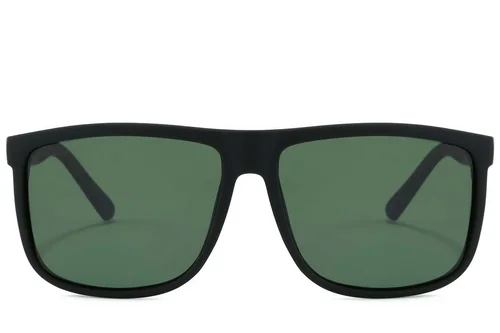 Lunettes de soleil rectangulaires polarisées en plastique noir #BS2607-0634