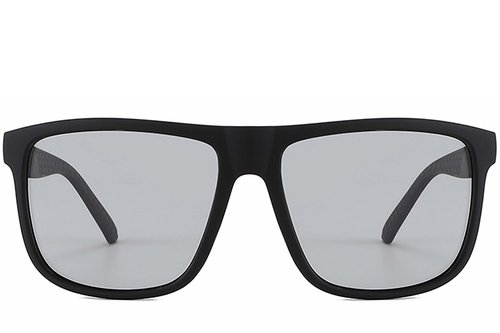 Lunettes photochromiques polarisées rectangulaires en plastique noir #BS2607-0635