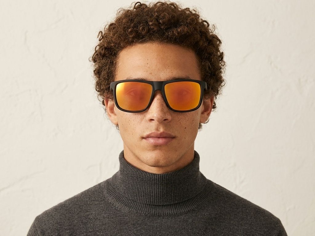 Gafas fotocromáticas polarizadas rectangulares de plástico negro #BS2607-0636