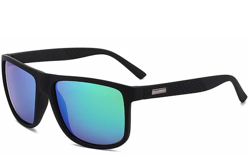 Lunettes photochromiques polarisées rectangulaires en plastique noir #BS2607-0638