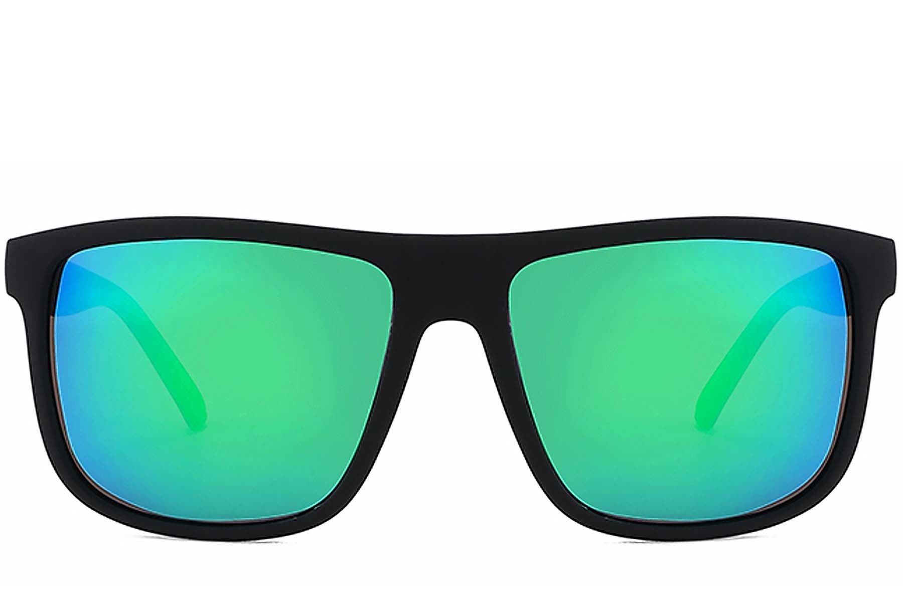 Rectangular Black Plastic Polarized Photochromic Glasses #BS2607-0638