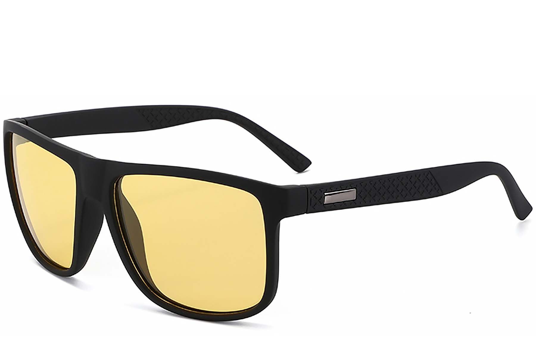Rectangular Black Plastic Polarized Photochromic Glasses #BS2607-0639