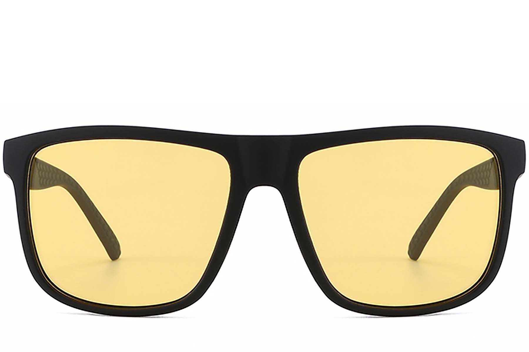 Rectangular Black Plastic Polarized Photochromic Glasses #BS2607-0639