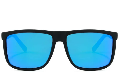Lunettes photochromiques polarisées rectangulaires en plastique noir #BS2607-0641