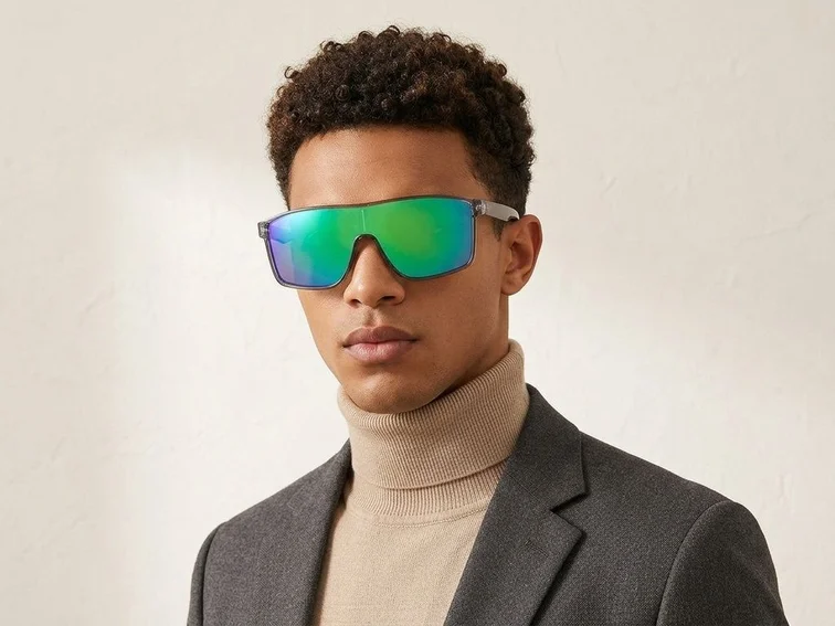 Aviator Grey Plastic Polarized Photochromic Glasses #BS2607-0648