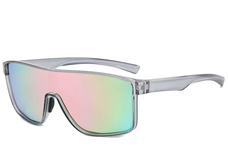 Aviator Grey Plastic Polarized Photochromic Glasses #BS2607-0649