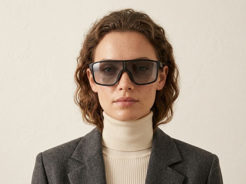Gafas de sol fotocromáticas polarizadas de plástico negro estilo aviador #BS2607-0650