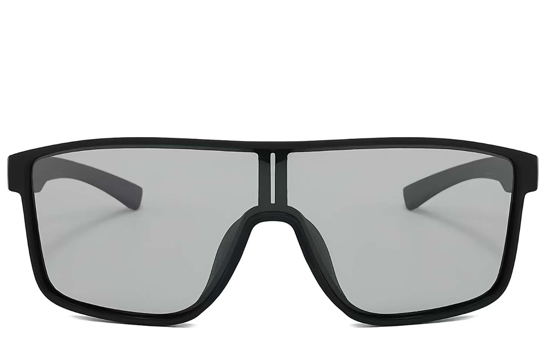 Lunettes de soleil aviateur polarisées photochromiques en plastique noir #BS2607-0650