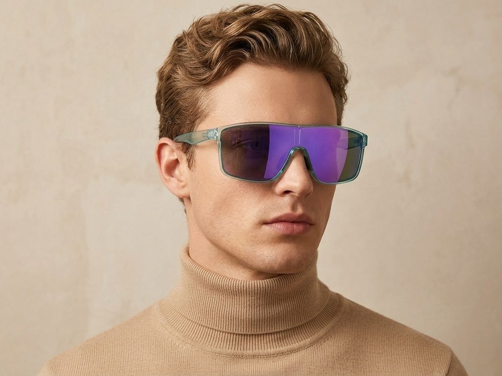 Gafas fotocromáticas polarizadas de plástico azul estilo aviador #BS2607-0651