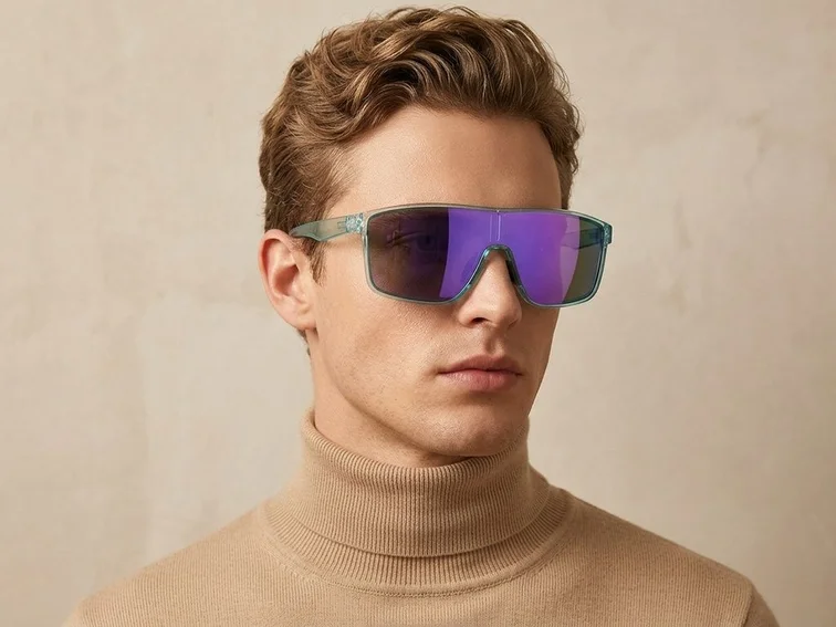 Gafas fotocromáticas polarizadas de plástico azul estilo aviador #BS2607-0651
