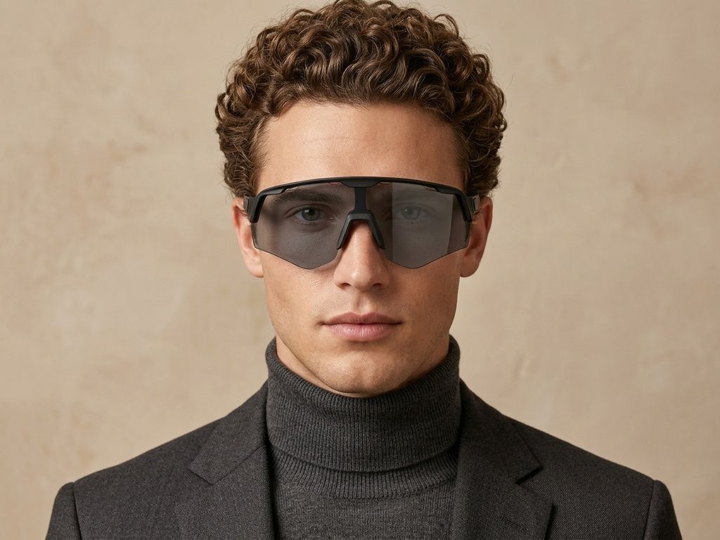 Occhiali da sole modello aviatore in plastica nera #BS2607-0655